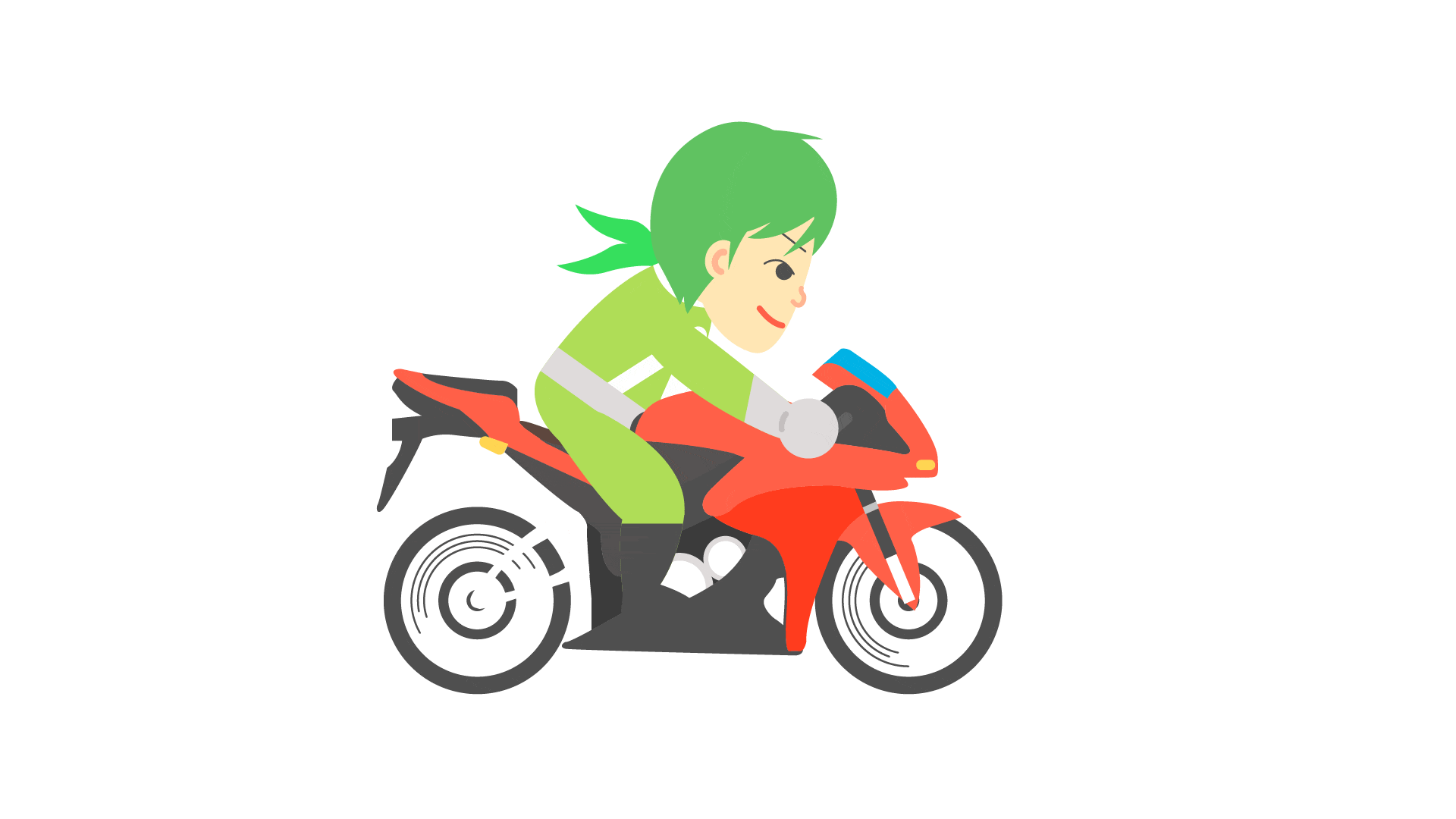バイクに乗っているキャラクター